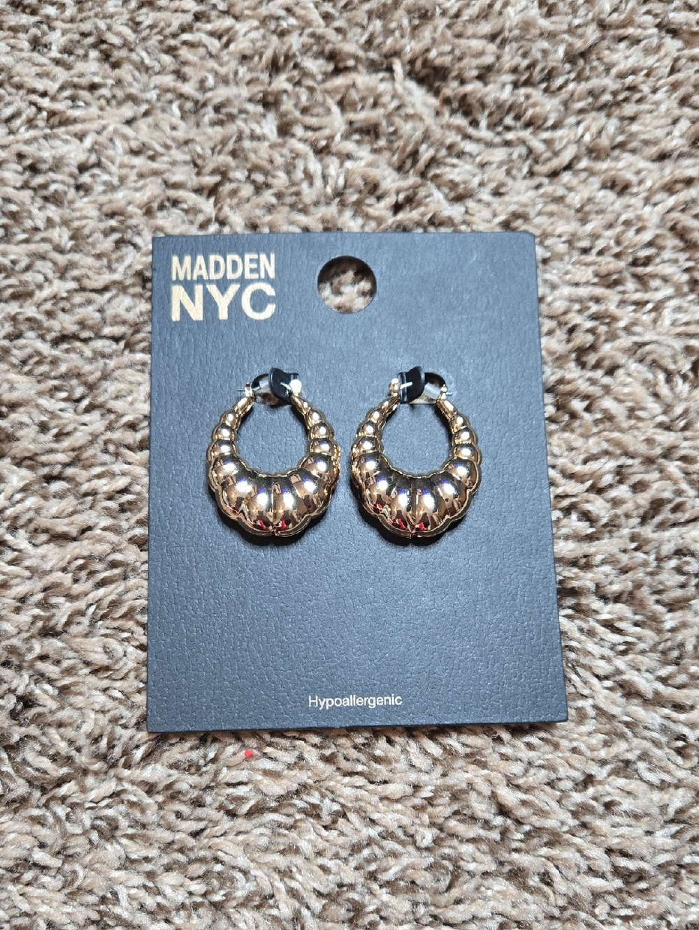 Madden NYC Hypoallergenic Crescent Gold Hoop Earrings Jewelry